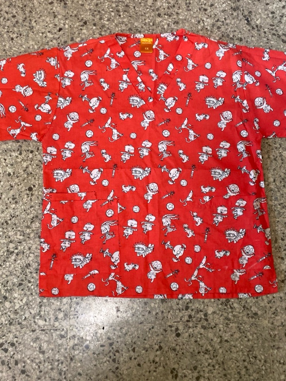 Nickelodeon Red Short Sleeve Graphic V-Neck Tee 1XL